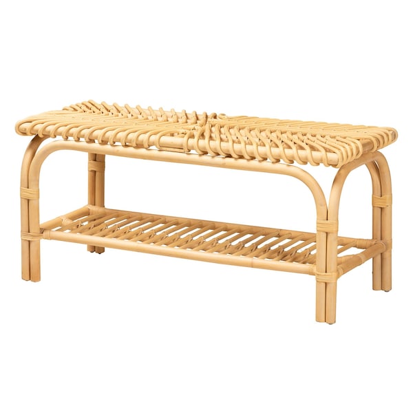 Baxton Studio Himari Modern Bohemian Natural Brown Rattan Accent Bench 233-13164-ZORO - main
